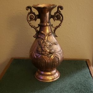 Antique Decorative Engraved Flower Copper Vase